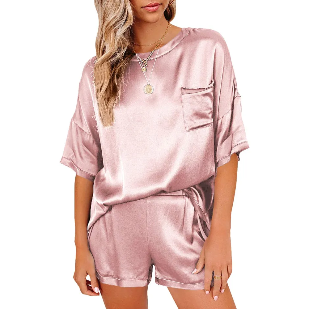 Women's Pajama Short Sleeve T-shirt And Shorts Set