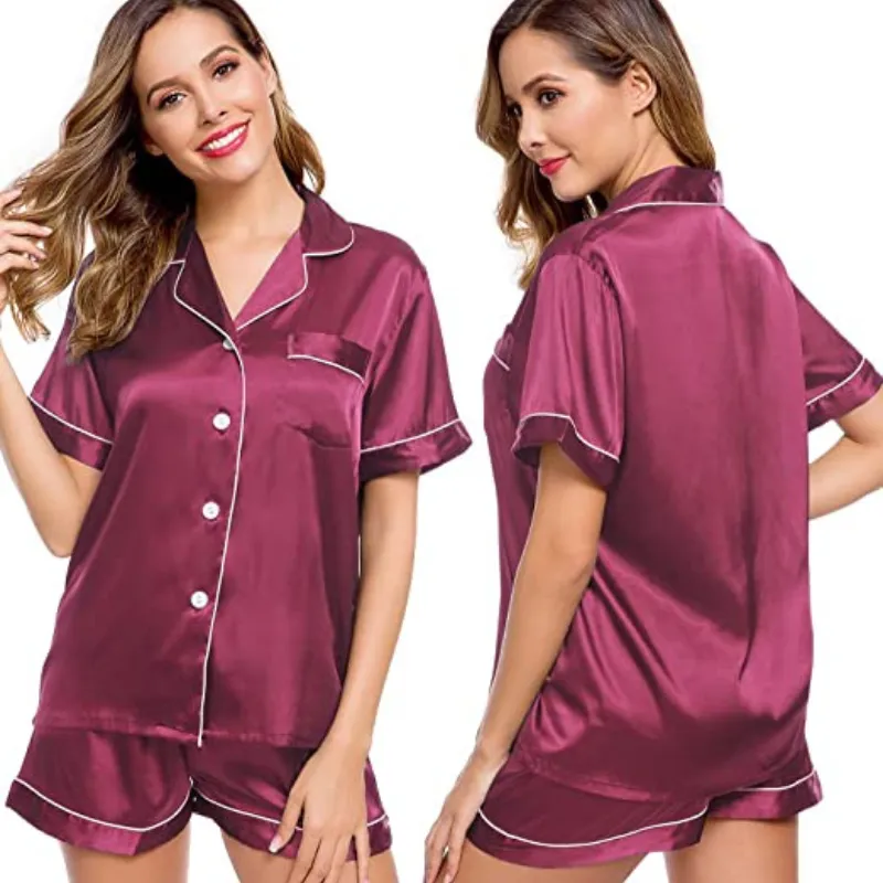 Women's Silk Short Sleeve Pajama Set