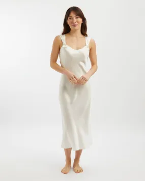Women's Vintage Style Silk Nightgown - Ivory