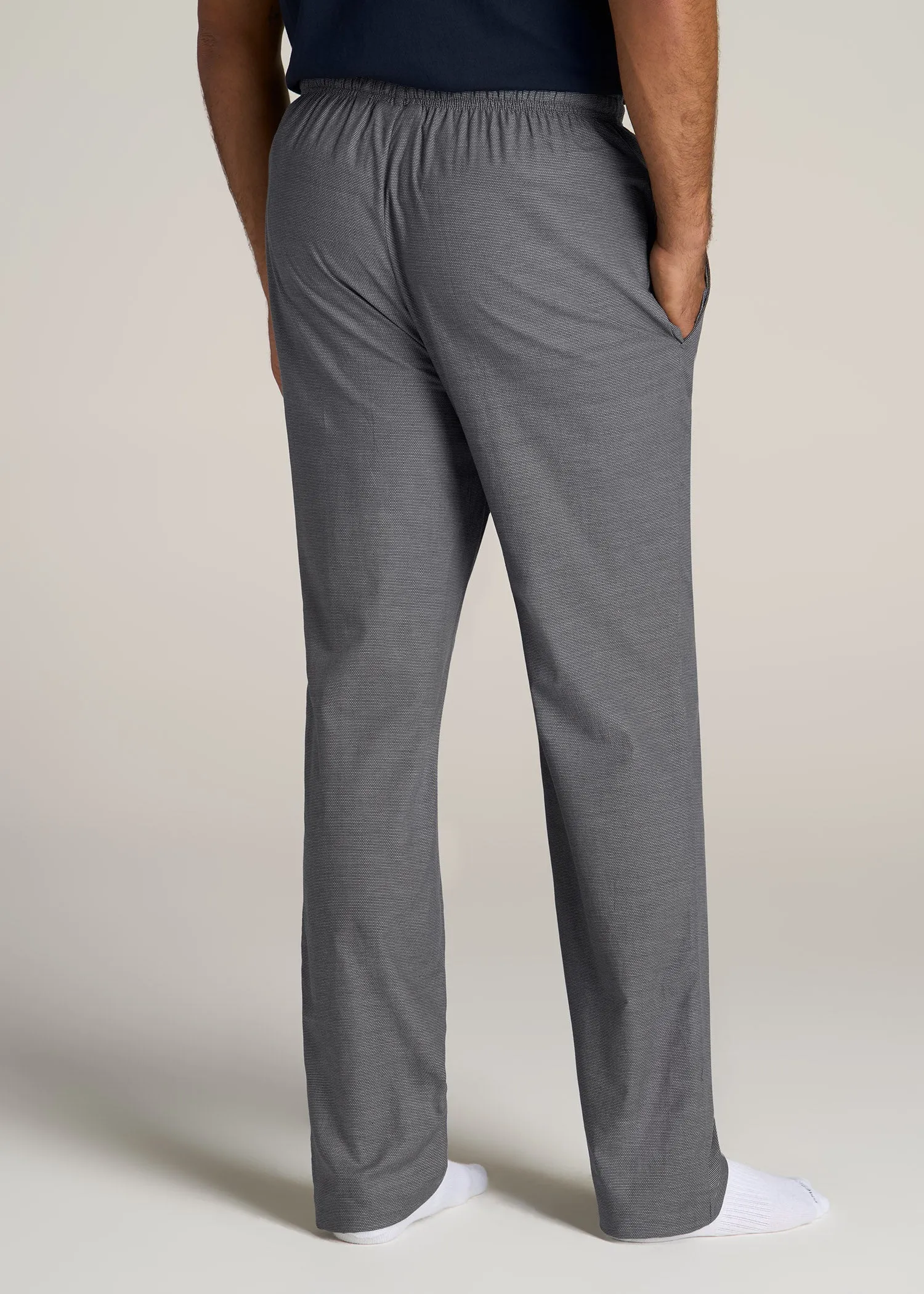 Woven Pajama Pants for Tall Men in Grey Pin Dot